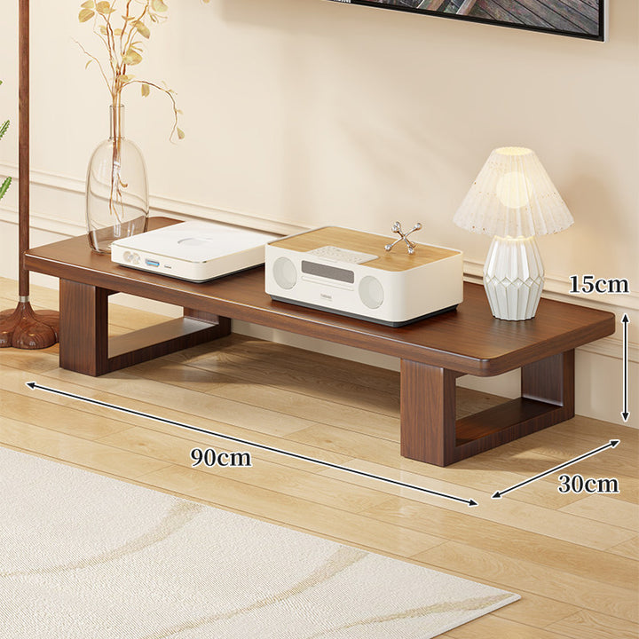 Low Solid Wood TV Media Console Bench with Open Rectangular Legs