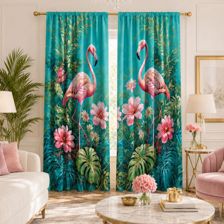 Artistic Floral Print Window Drapes