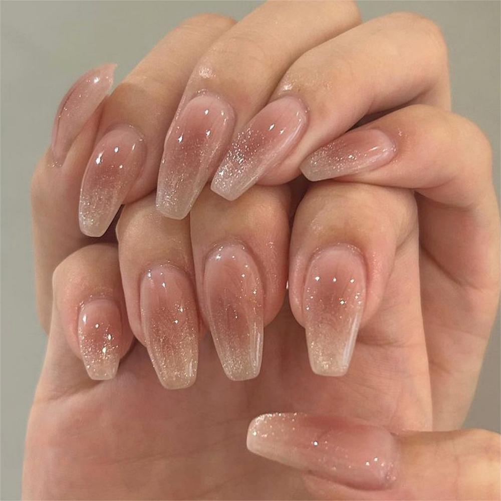Elegant Ombre Glitter Nail Extensions