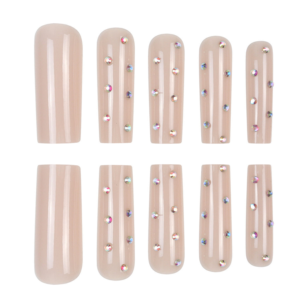 Decorative Long Press-On Nails with Rhinestone Accents Kalsten