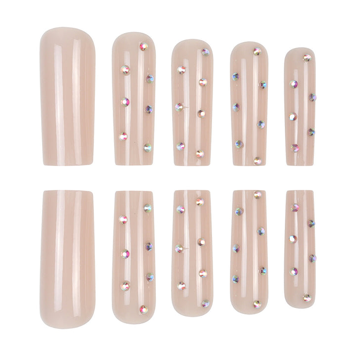 Decorative Long Press-On Nails with Rhinestone Accents Kalsten