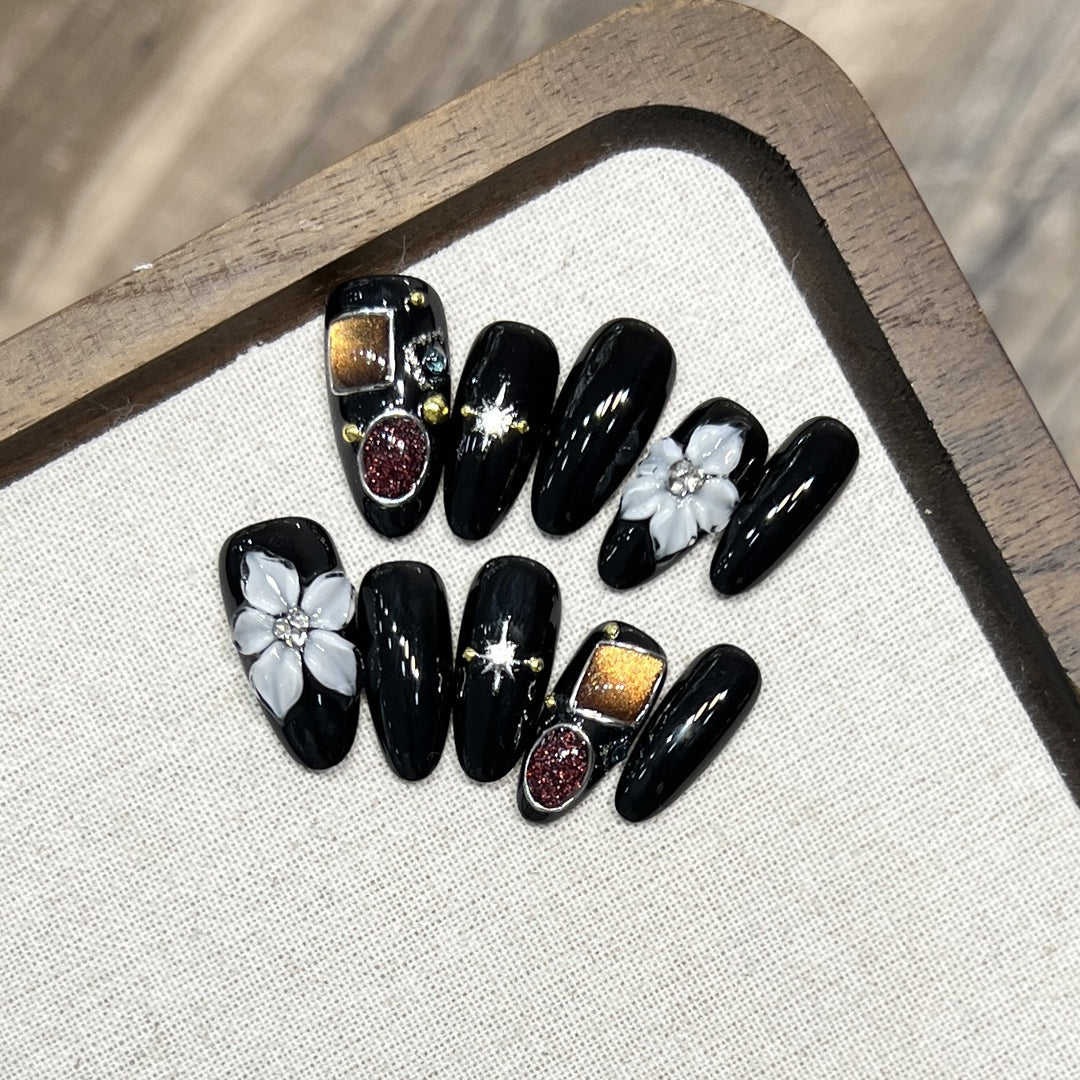 Decorative Floral Stiletto Press-On Nail Set Kalsten