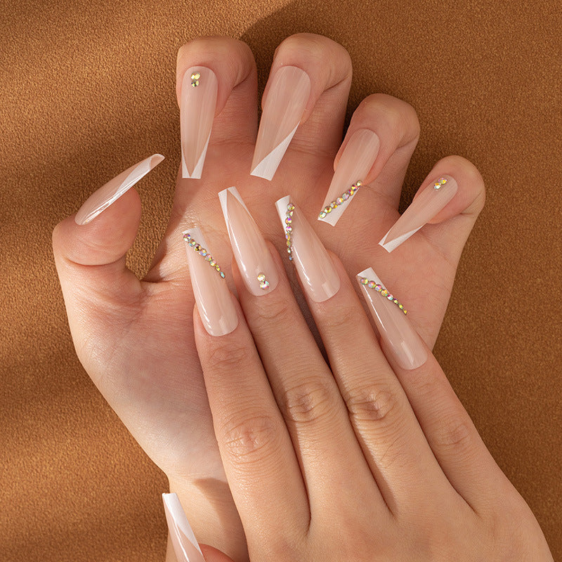 Artistic Stiletto Press-On Nails with Rhinestone Accents Kalsten