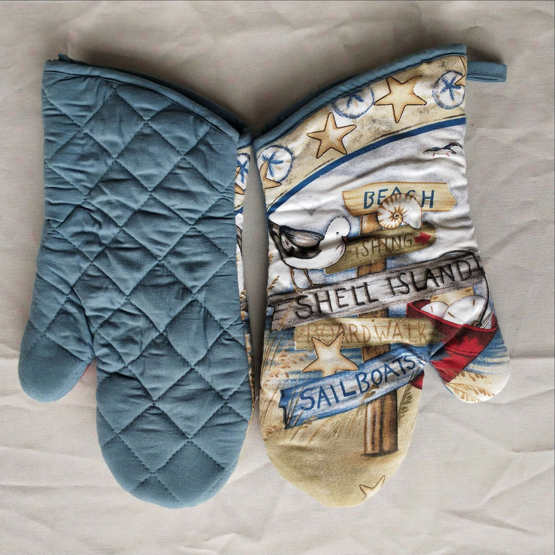 Insulated Double Oven Mitt Pair With Quilted Heat-Resistant Lining And Hanging Loop