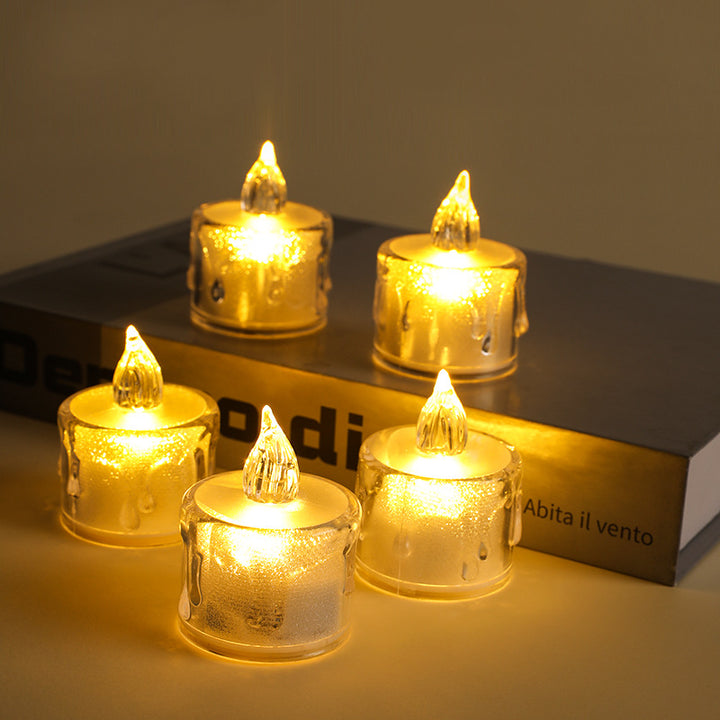 Flameless LED Tea Light Candles with Drip-Effect Glitter Shell
