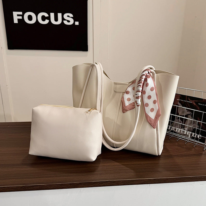Elegant Tote Bag with Detachable Scarf