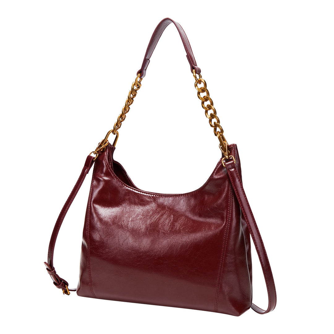 Chic Leather Shoulder Bag with Gold Chain Accents