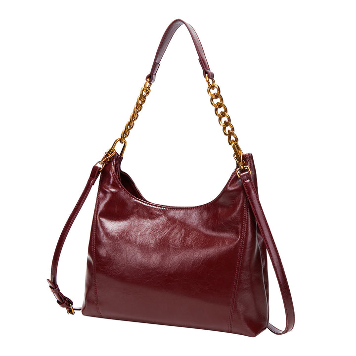 Chic Leather Shoulder Bag with Gold Chain Accents
