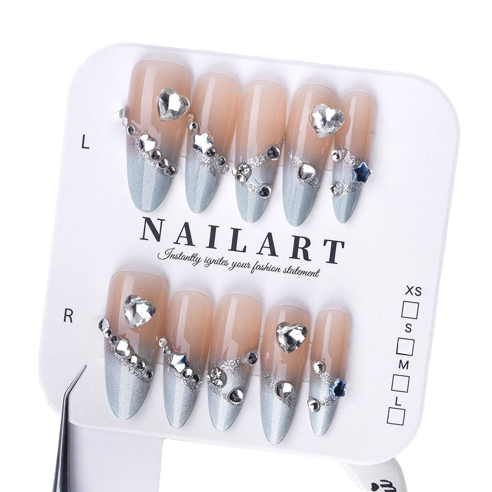 Press-On Stiletto Nails with Decorative Gemstone Accents Kalsten