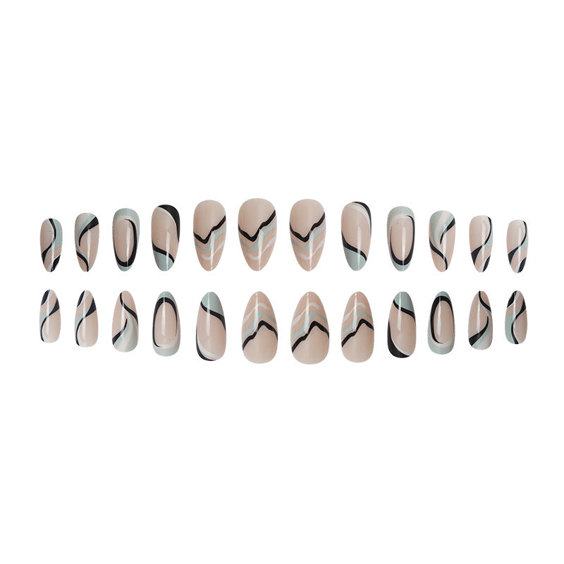 Artistic Stiletto Press-On Nails with Modern Swirl Design Kalsten