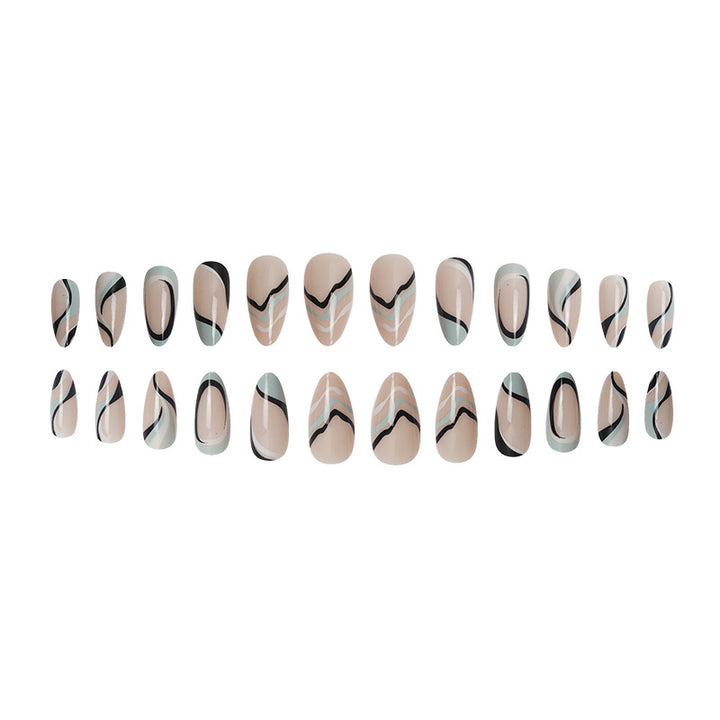 Artistic Stiletto Press-On Nails with Modern Swirl Design Kalsten