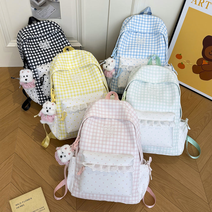 Fun Gingham Patterned Backpack Kalsten