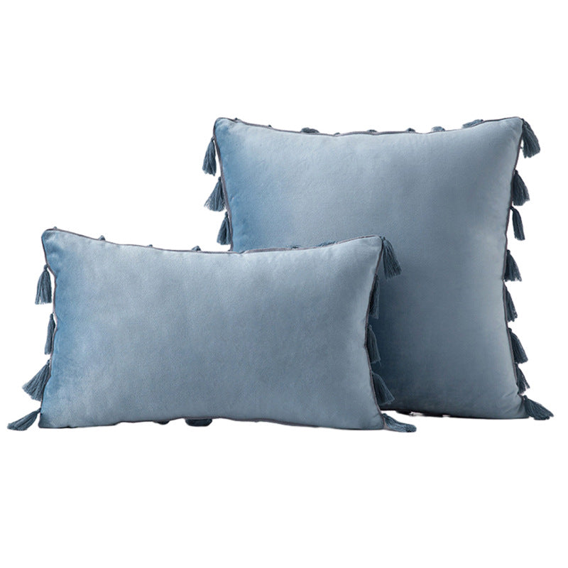 Velvet Tassel-Trim Square and Lumbar Decorative Pillow Set