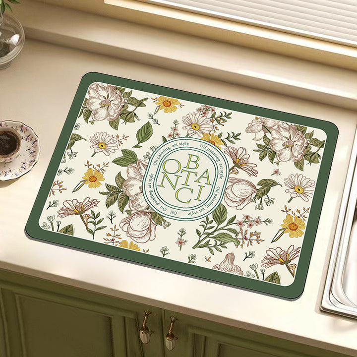 Decorative Floral Print Kitchen Mat for Home