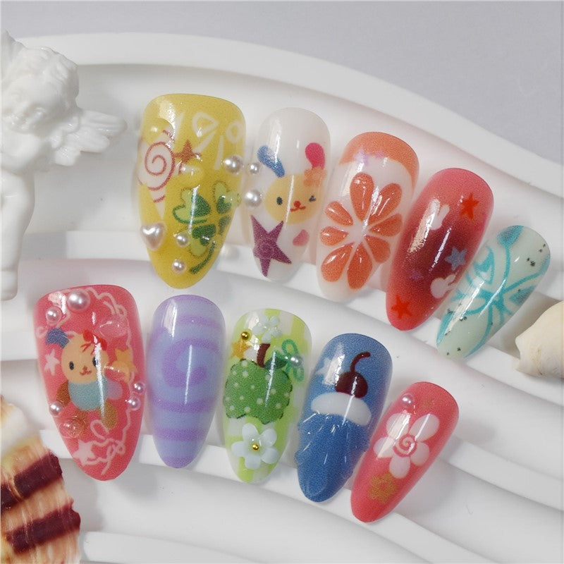 Artistic Cartoon-Themed Press-On Nail Art Set Kalsten