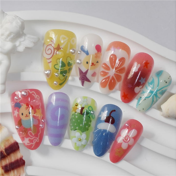 Artistic Cartoon-Themed Press-On Nail Art Set Kalsten
