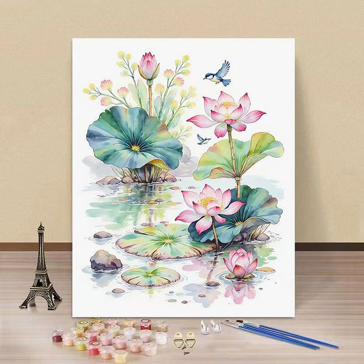 DIY Water Lily and Kingfisher Paint by Numbers Art Kit Kalsten
