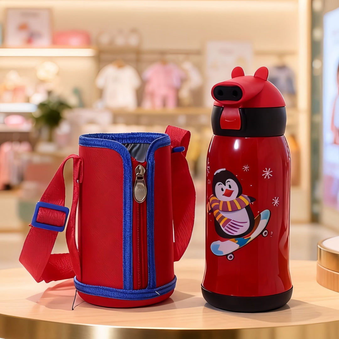 Women's Insulated Water Bottle with Practical Carry Strap and Animal Design Kalsten