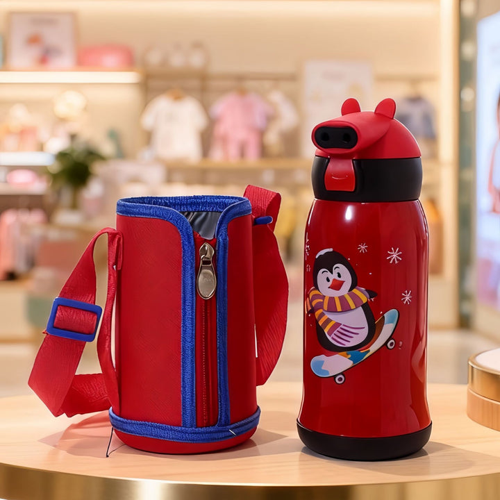Women's Insulated Water Bottle with Practical Carry Strap and Animal Design Kalsten