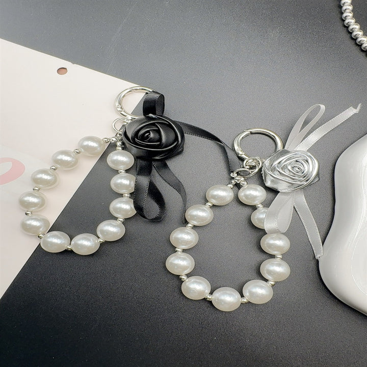Elegant Pearl and Leather Charm Keychain Kalsten