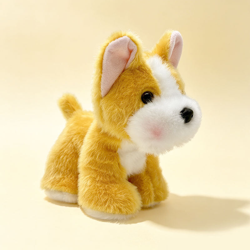 Plush Sitting Puppy Toy with Ultra-Soft Faux Fur and Embroidered Nose Kalsten
