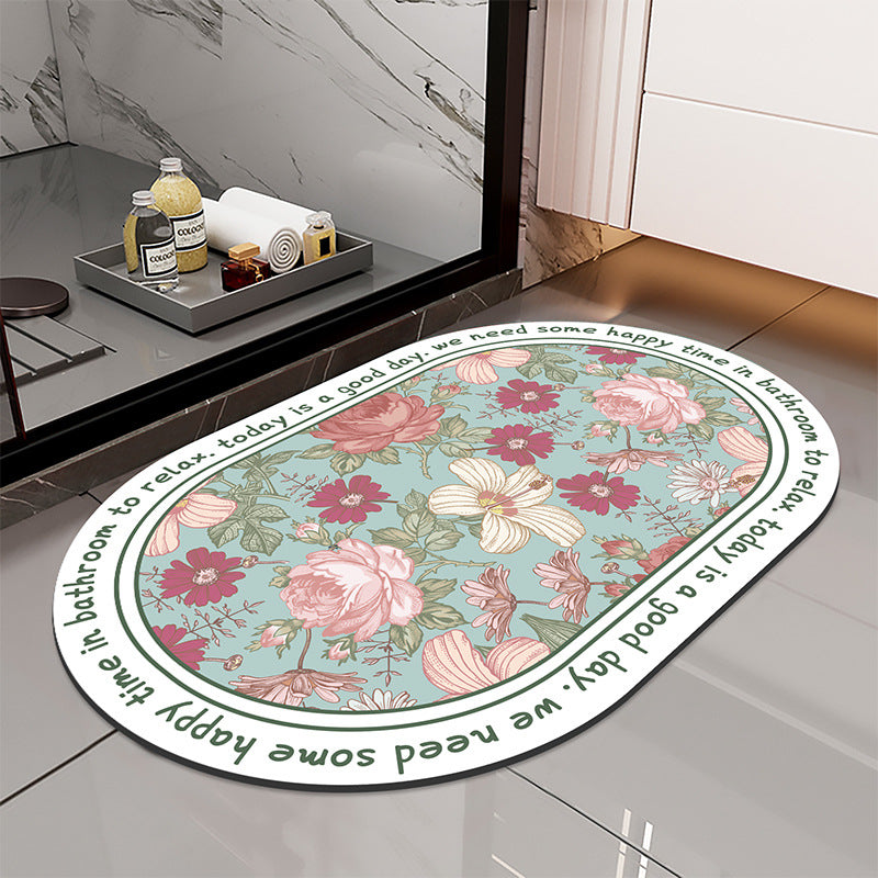 Floral-Themed Non-Slip Bath Mat for Bathroom