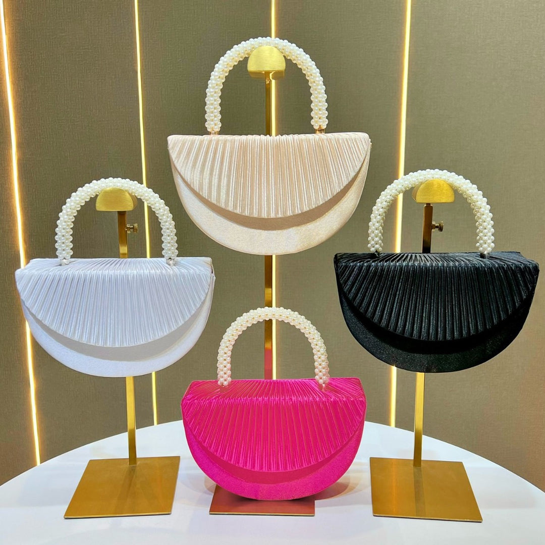 Pleated Satin Clutch Handbag