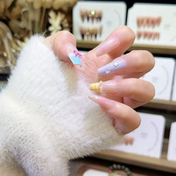 Elegant Stiletto Press-On Nails with Artistic Decor Kalsten