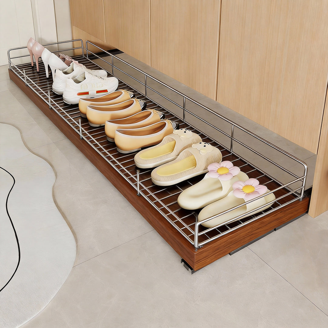Under-Cabinet Slim Pull-Out Shoe Drawer Organizer