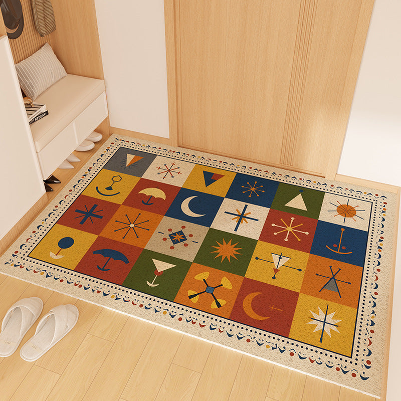 Playful Striped Dog Print Welcome Mat Kalsten