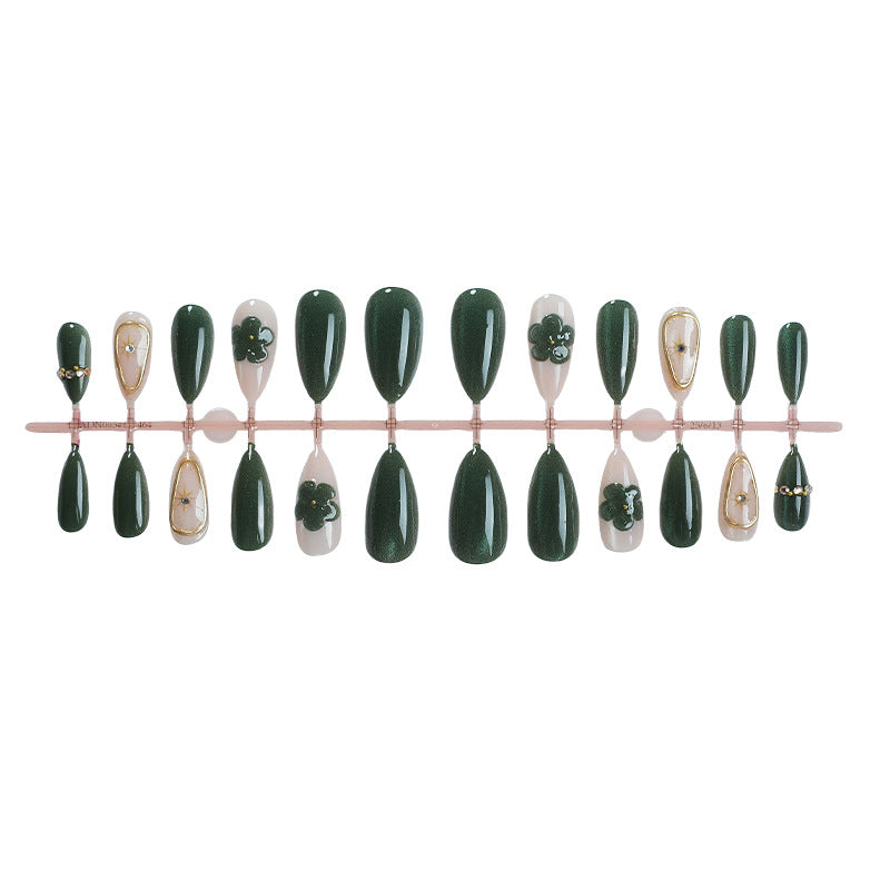 Glamorous Press-On Nail Set with Decorative Floral Accents Kalsten