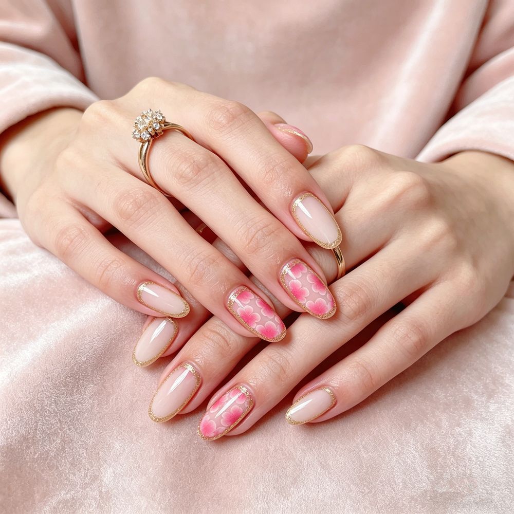 Floral Design Press-On Nail Art Set