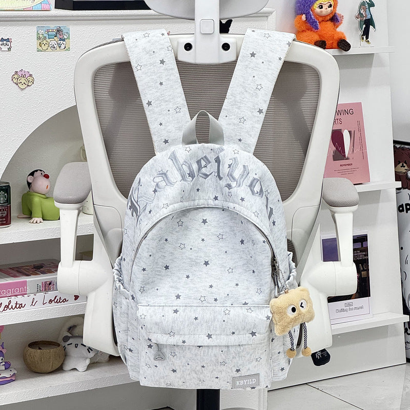 Stylish Star-Embellished Corduroy Backpack Kalsten