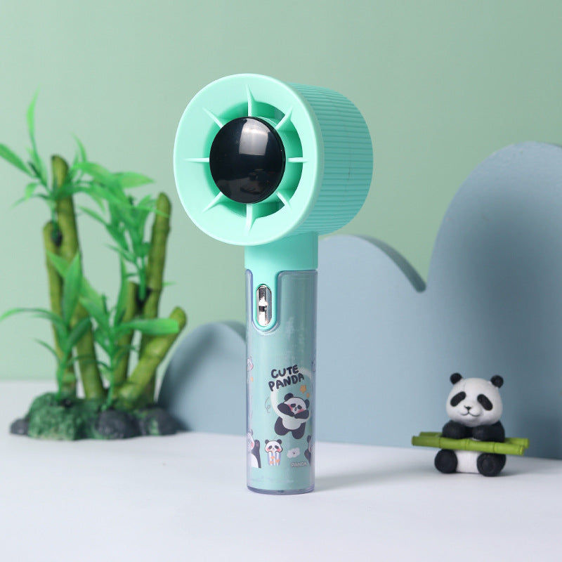 Unisex portable hand fan with integrated moisture container and cute panda design Kalsten