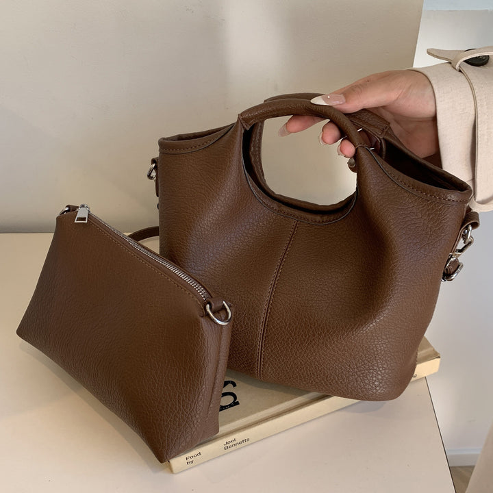 Versatile Leather Tote with Detachable Pouch