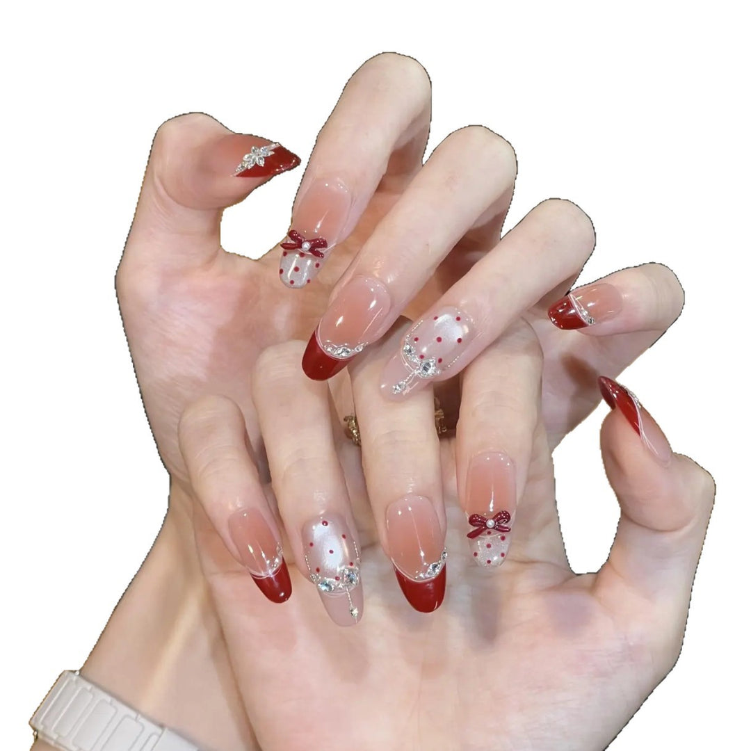 Decorative Press-On Nail Set with Unique Patterns Kalsten