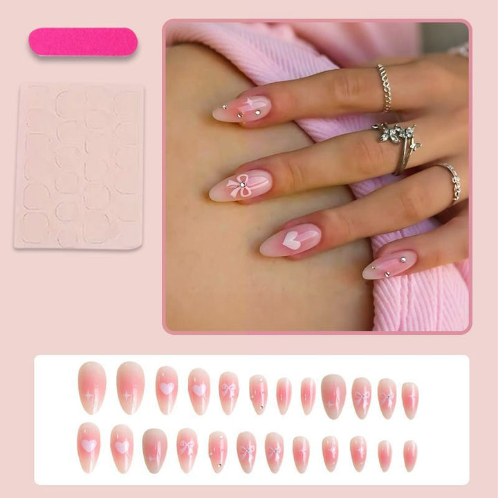 Artificial nail set with delicate bow embellishments Kalsten