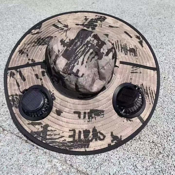 Ventilated outdoor fishing hat with two rechargeable fans, waterproof material and adjustable chin strap Kalsten