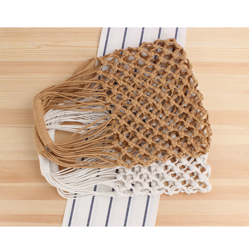 Handmade mesh tote bag with ergonomic carrying handle Kalsten