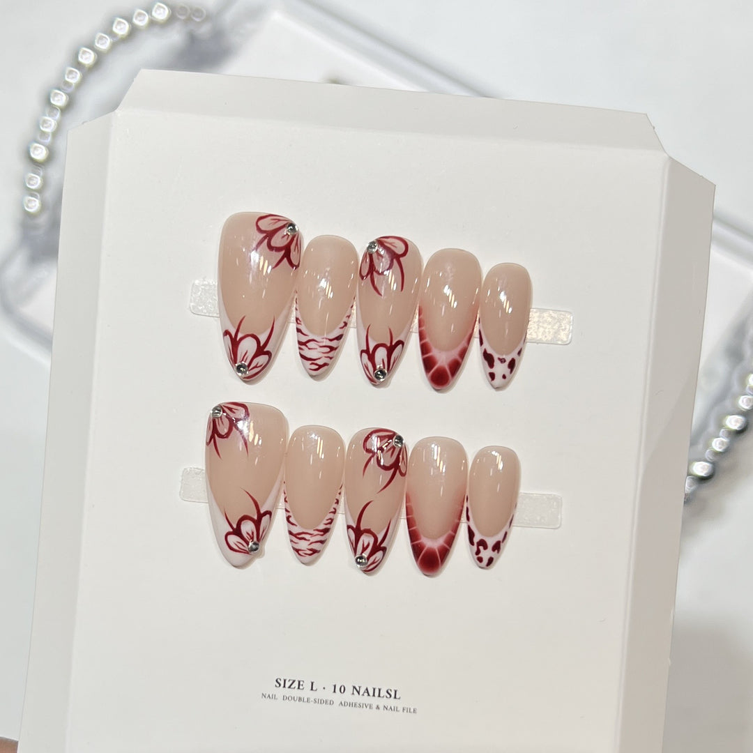 Artistic Floral Press-On Nail Design Set Kalsten