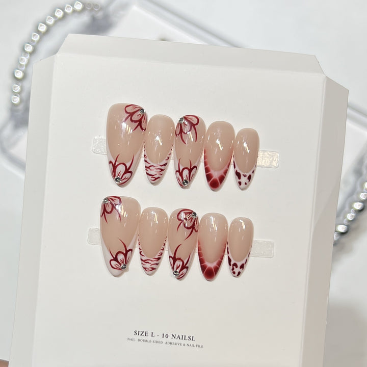 Artistic Floral Press-On Nail Design Set Kalsten