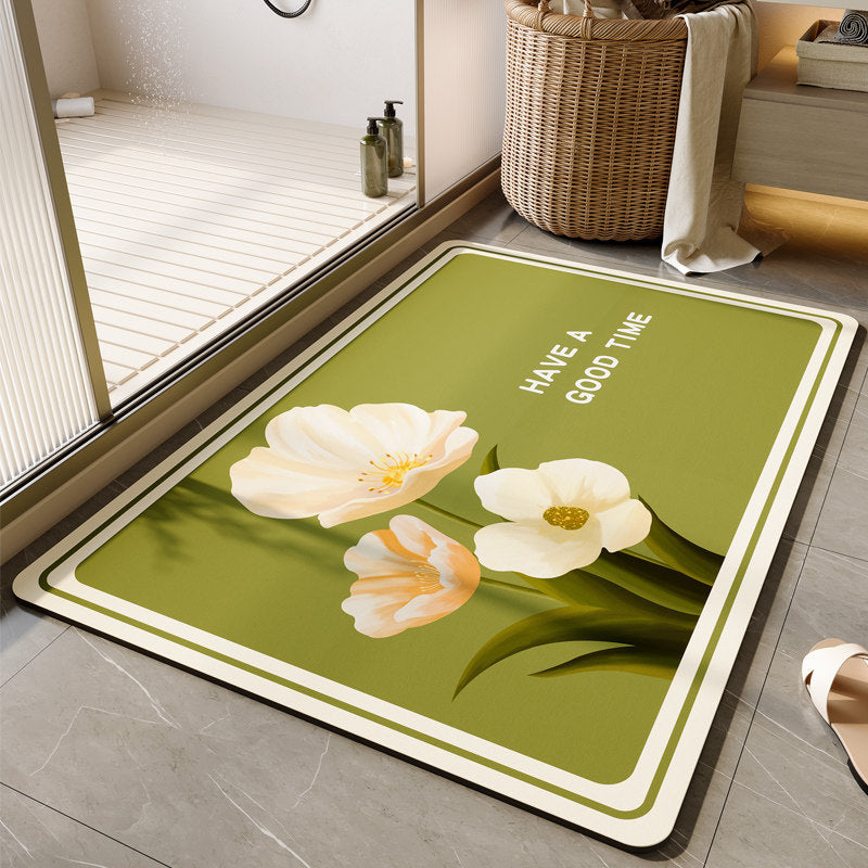 Floral-Themed Soft Bathroom Mat Kalsten
