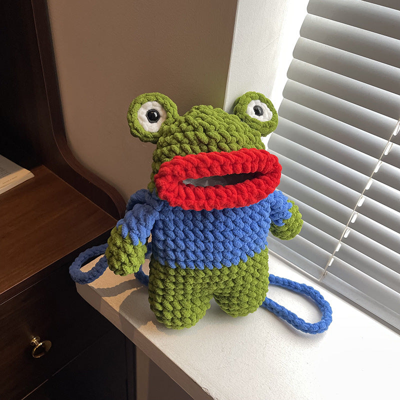 Fun Crocheted Frog-Themed Mini Backpack