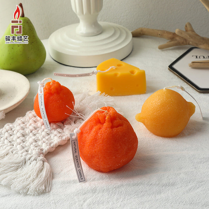 Decorative Realistic Lemon-Shaped Scented Soy Candle with Cotton Wick
