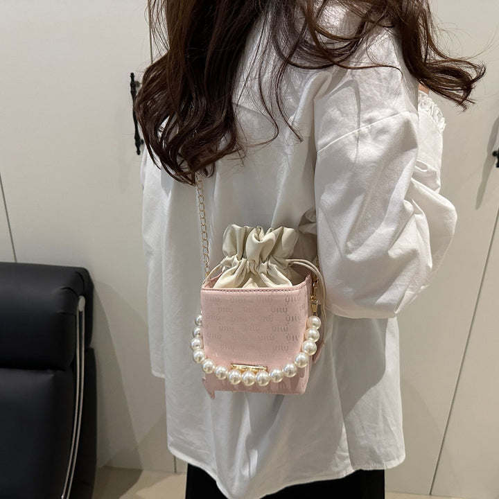 Elegant Pearl-Handled Mini Bucket Bag Kalsten
