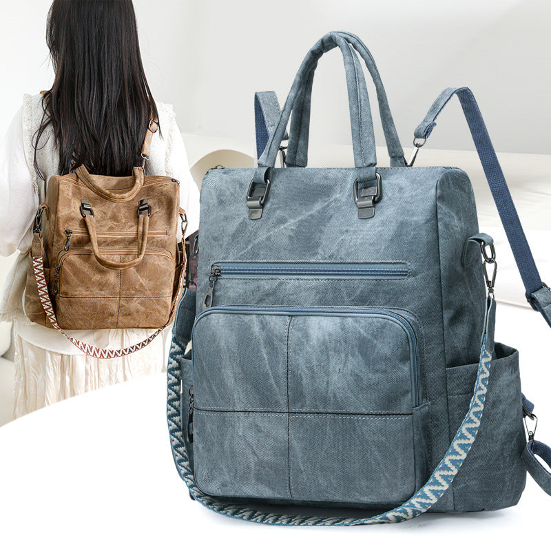 Versatile Multi-Compartment Faux Leather Backpack Kalsten