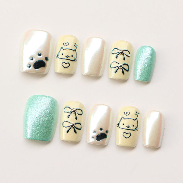 Cute Cartoon Themed Press-On Nail Art