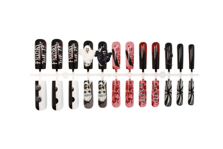 Halloween artificial nail set with creepy motifs and extravagant designs Kalsten