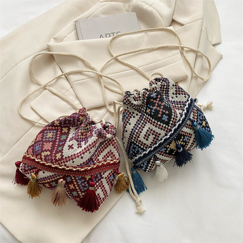 Bohemian Drawstring Tote Bag