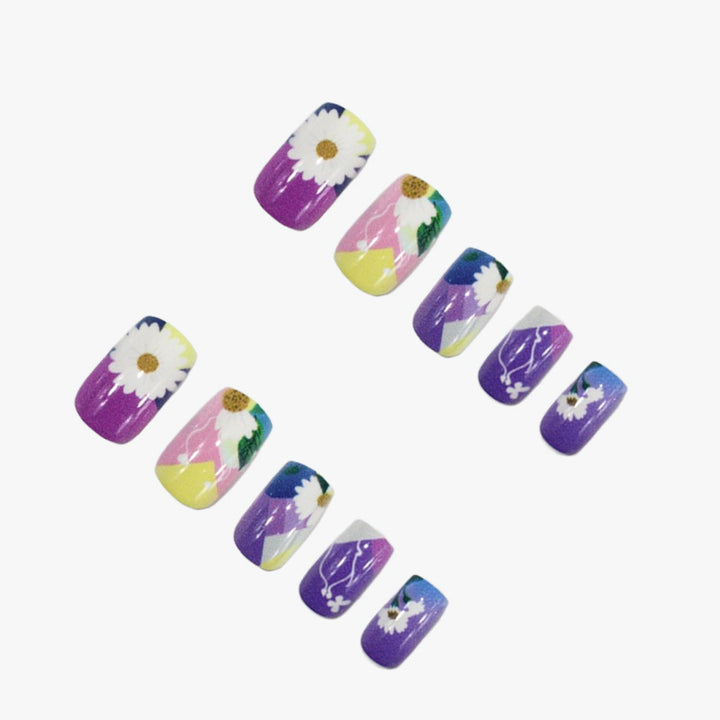Artificial nail set with colorful floral designs Kalsten